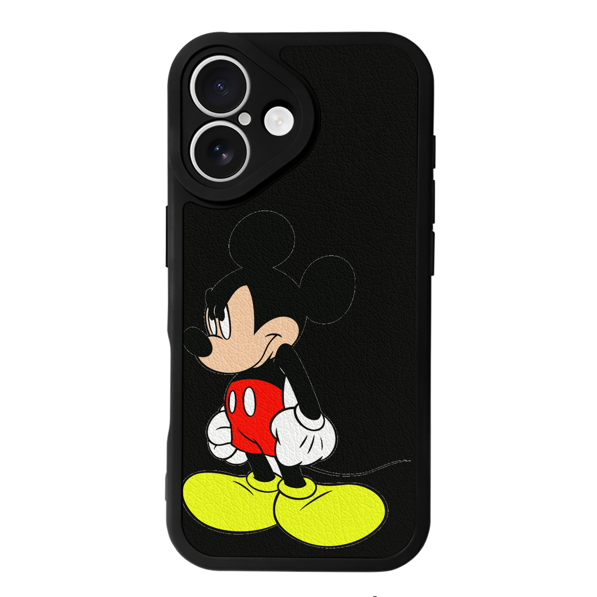 （画像用） ミッキーマウス Mickey Mouse 【iPhone 16シリーズ対応】シリコンスマホケース（レザー調） 材質：シリコン